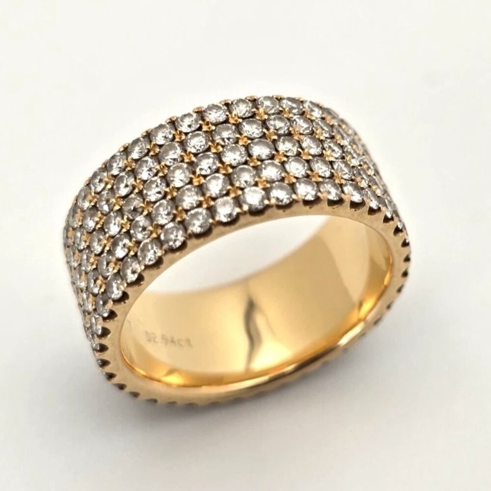 $7990 Stunning 18K Rose Gold 2.94 TCW Diamond Eternity Band Ring, Sz 6